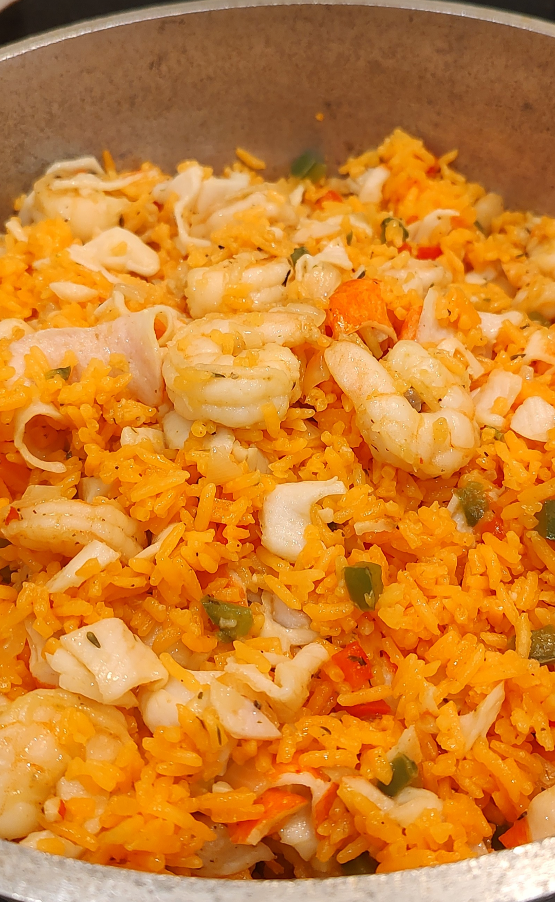 Seafood rice with shrimp and calamari