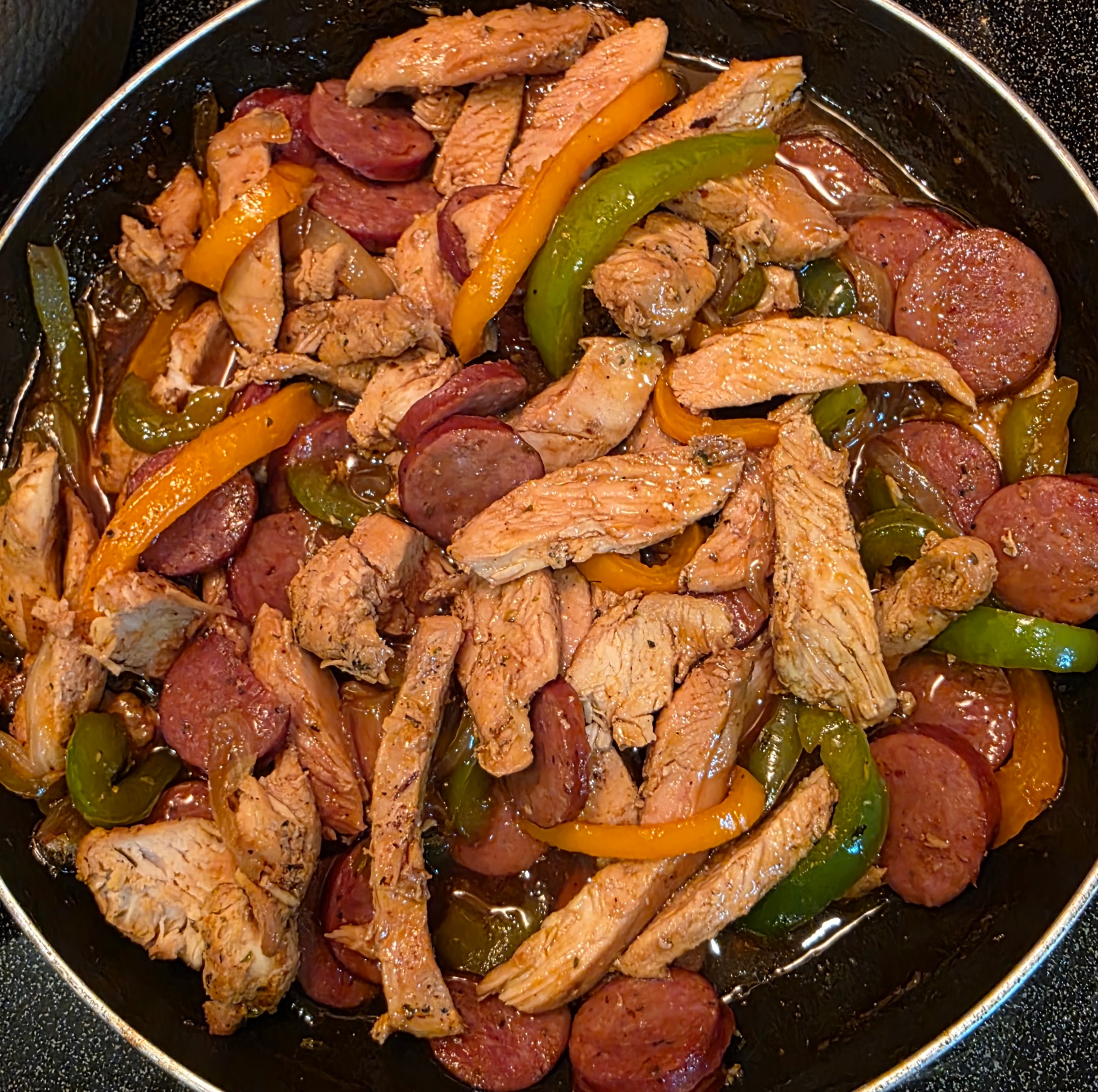 Chicken and sausage skillet with peppers